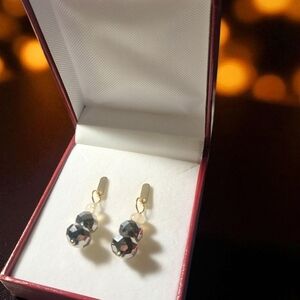 Elegant Gold and Smoky Sparkle Dangle Earrings